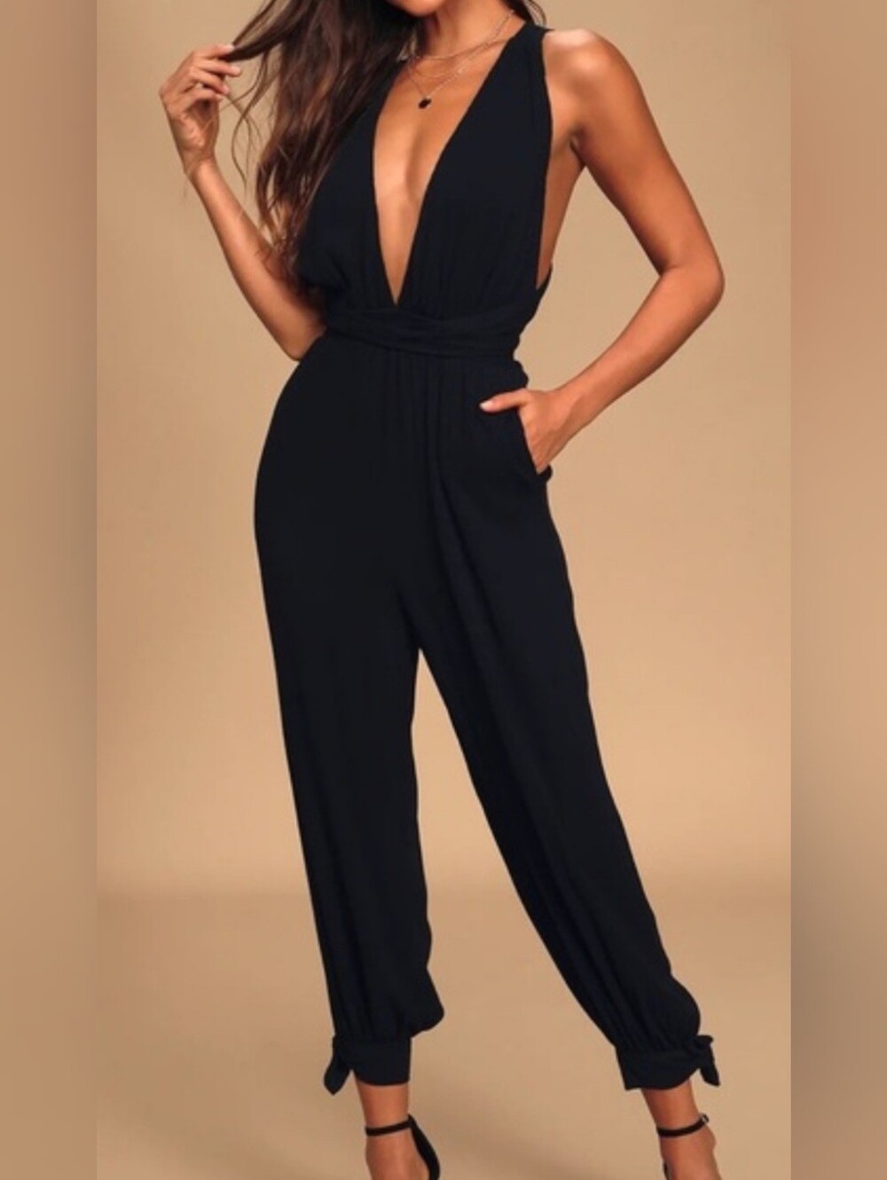 Lulus Lolinda Black Halter Jumpsuit | Size S